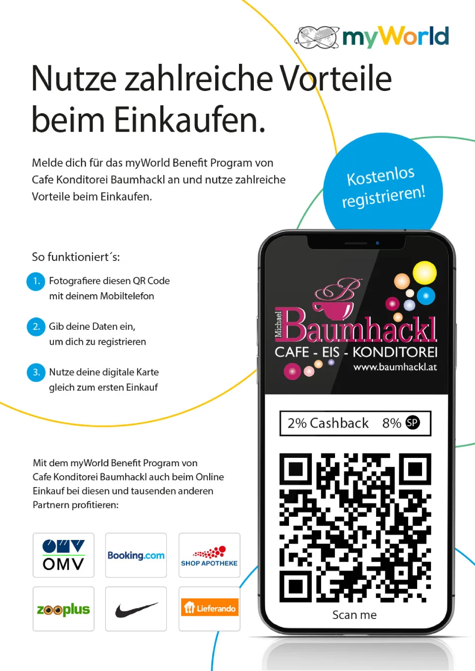 Konditorei Michael Baumhackl - Flyer mit QR-Code